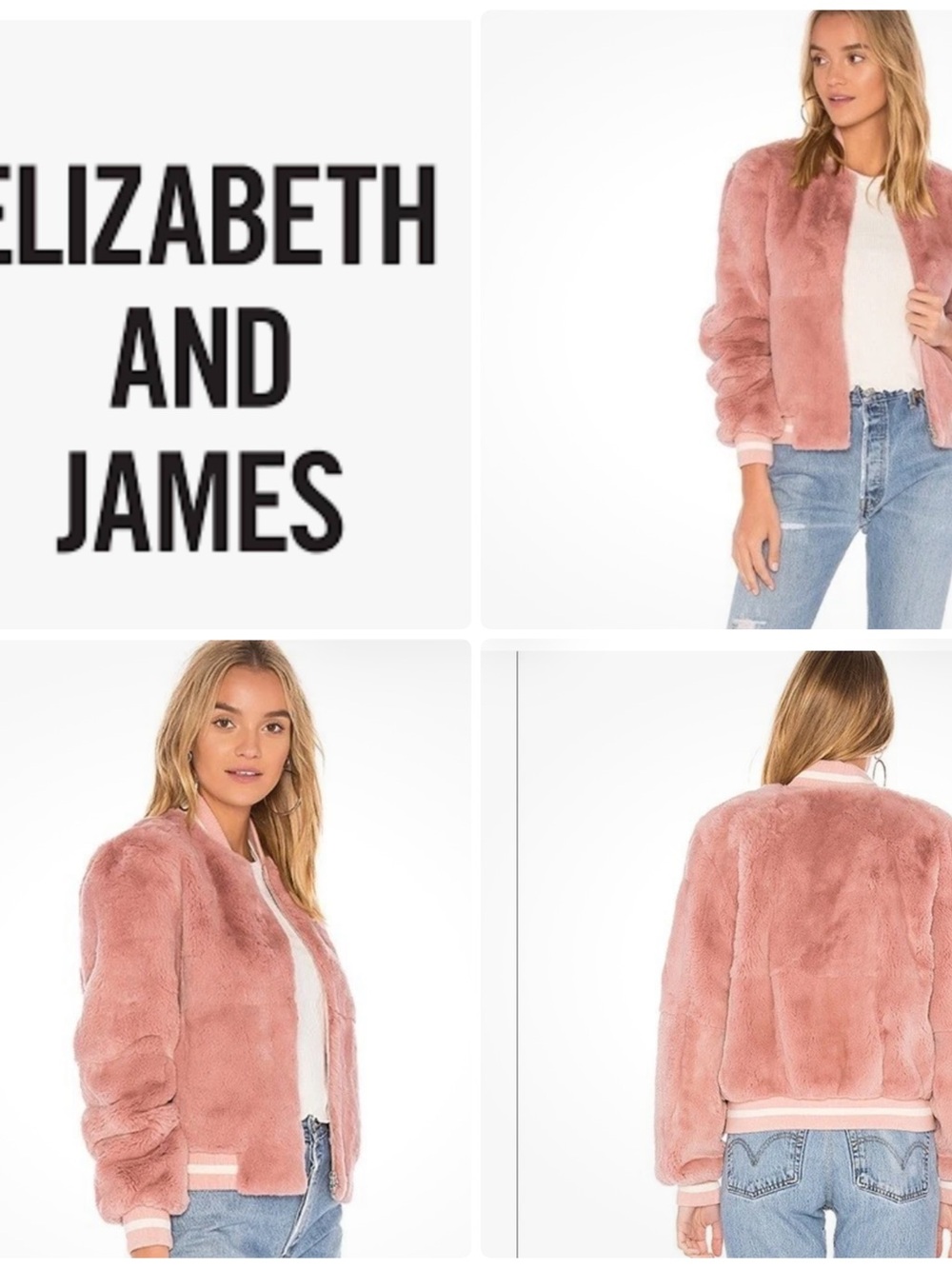 Elizabeth and James | Ellington Pink Rabbit Fur Bomber Jacket
